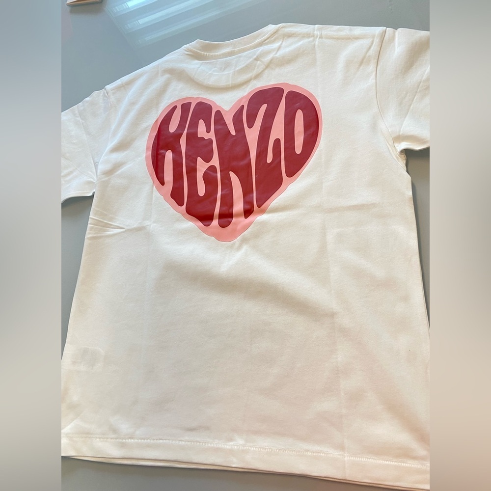 Kenzo White Tee with Red Heart Design size S-M - Picture 5 of 7